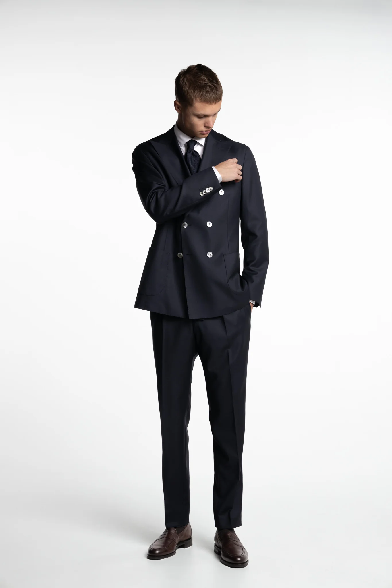Vicenza Regular Fit Double Breasted Wool Blazer Ink Blue - Image 4