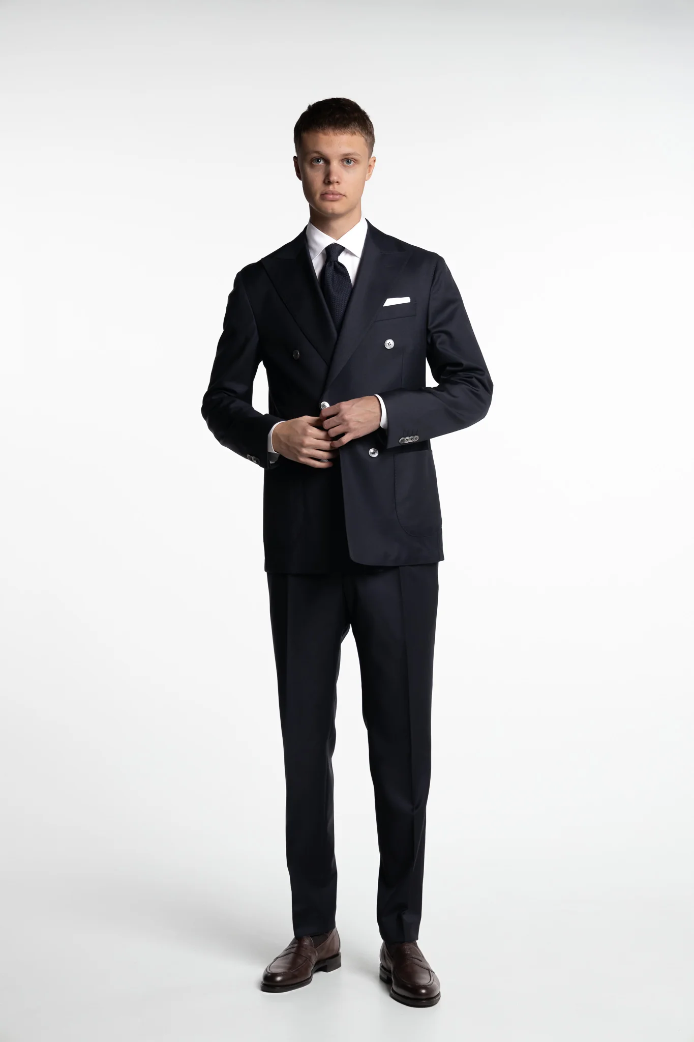Vicenza Regular Fit Double Breasted Wool Blazer Ink Blue - Image 5
