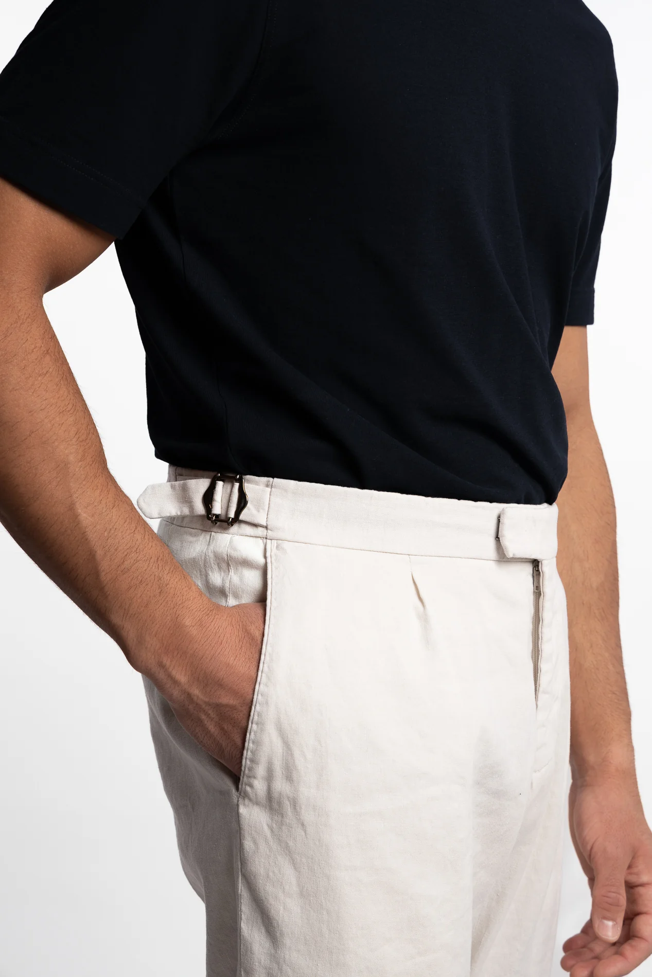 Pisa Cotton/Linen Trousers White Grass - Image 5