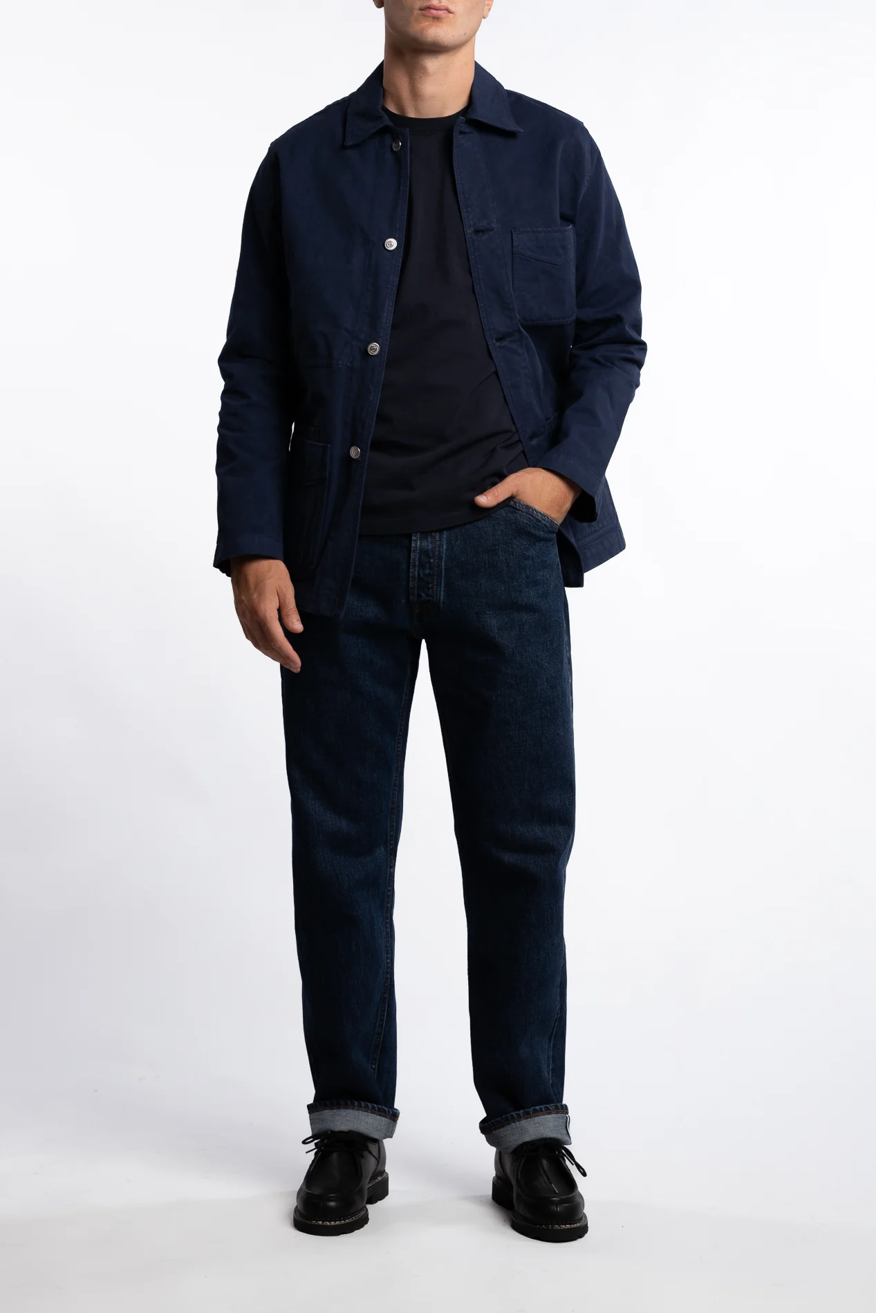Cotton Duck Canvas Five-Pocket Chore Jacket Navy - Image 4
