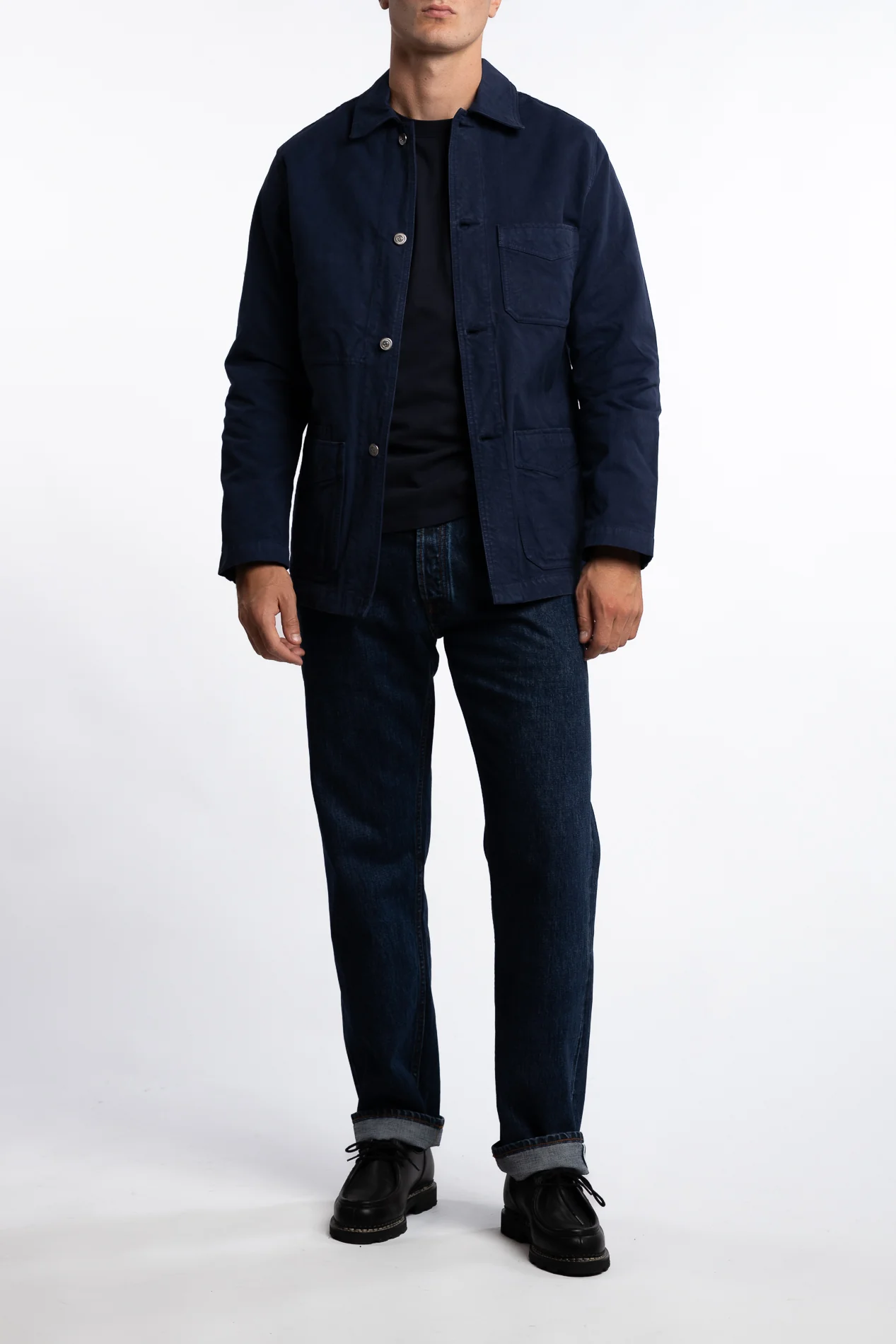 Cotton Duck Canvas Five-Pocket Chore Jacket Navy - Image 5
